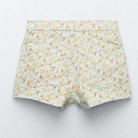 ZARA FLORAL DENIM ZW THE ‘90S SHORTS - Picture 5 of 7